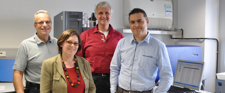 v. r.: Jose Crespo, Gerald Zernig, Petra Stöckl und Alois Saria von der Medizinischen Universität Innsbruck erforschten das Suchtgedächtnis. Erfolg für Suchtforschungsgruppe