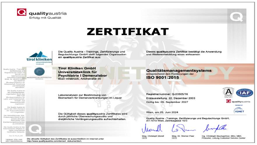 Zertifikat - Quality Austria